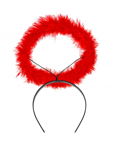 Auréole d'ange rouge en marabout - Accessoire céleste pour un déguisement angélique
