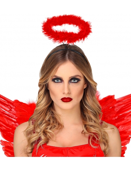 Auréole d'ange rouge en marabout - Accessoire céleste pour un déguisement angélique