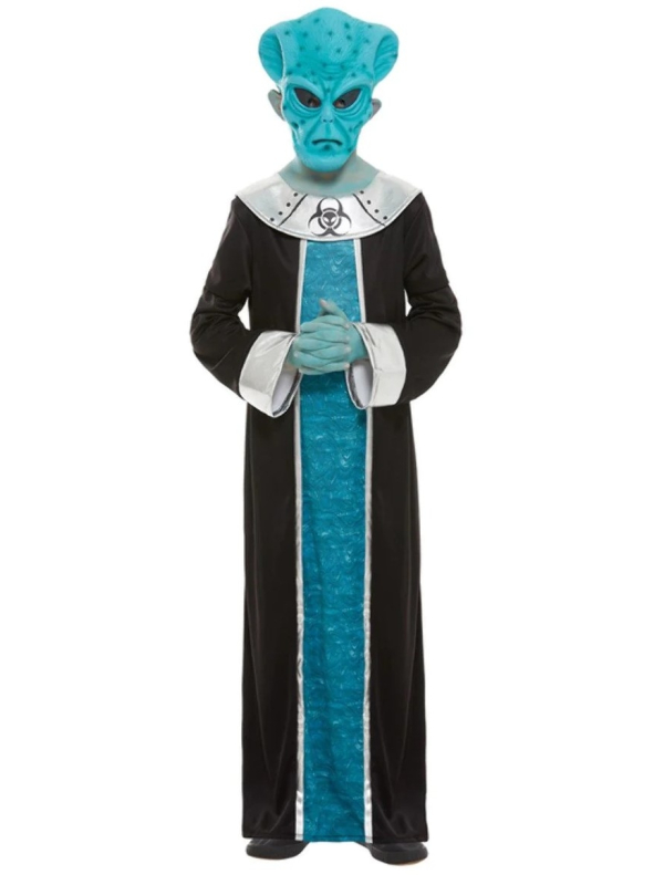 Déguisement d'Extra-Terrestre bleu, fille (robe et masque)