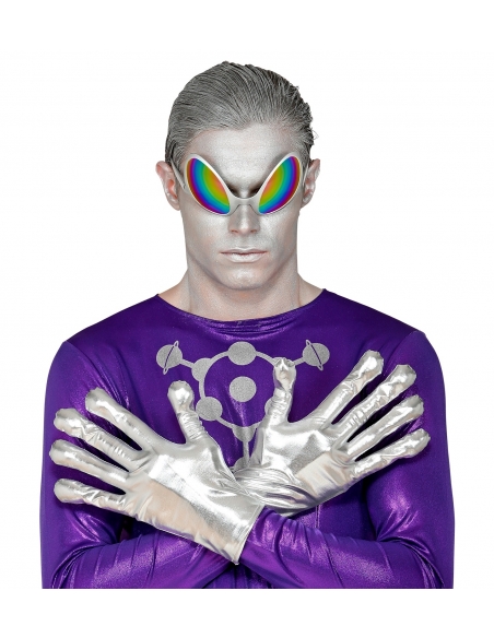 Gants d'Extraterrestres Gris Métalliques