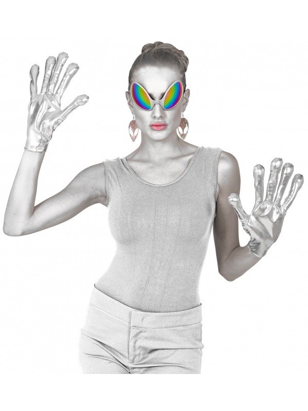 Gants d'Extraterrestres Gris Métalliques