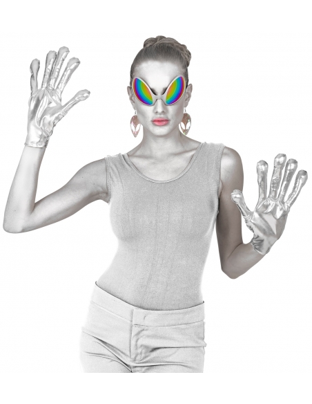 Gants d'Extraterrestres Gris Métalliques