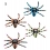 Set de 4 Araignées Colorées de 7,5 cm : déco effrayante Halloween