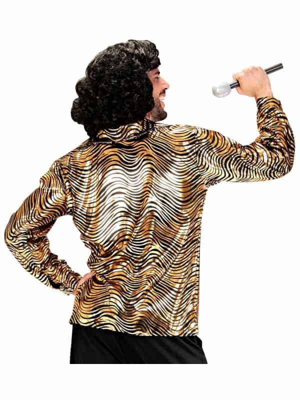 Chemise Disco Fever Noir et Doré pour Homme : Tailles M/L et XL