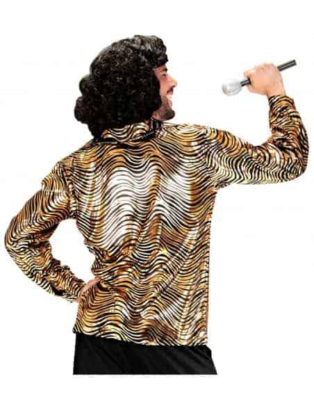 Chemise Disco Fever Noir et Doré pour Homme : Tailles M/L et XL