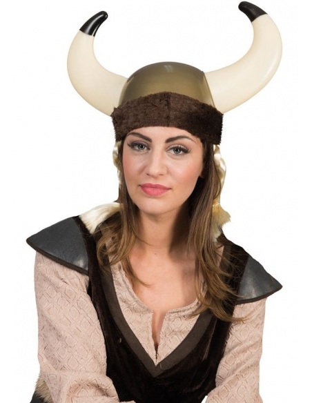 Casque de Viking avec fourrure et deux tresses