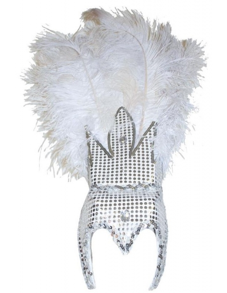 Imposante coiffe Brésilienne avec plumes, sequins et strass