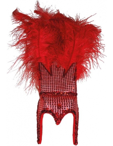 Imposante coiffe Brésilienne avec plumes, sequins et strass