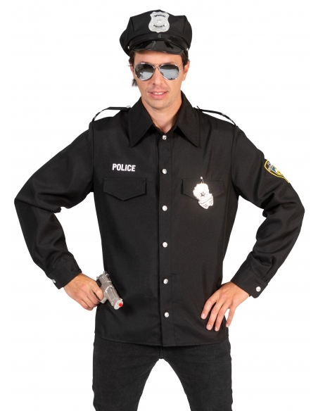 Déguisement Chemise de Policier Noir pour Homme : Incarnez l'Ordre et l'Autorité