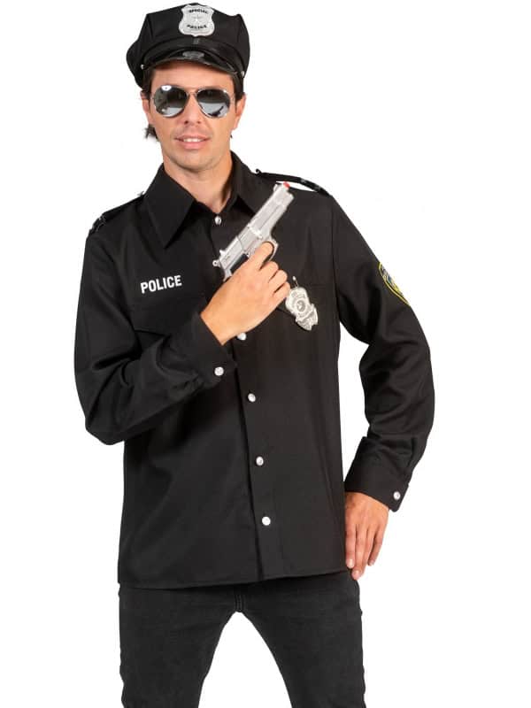 Déguisement Chemise de Policier Noir pour Homme : Incarnez l'Ordre et l'Autorité