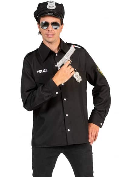 Déguisement Chemise de Policier Noir pour Homme : Incarnez l'Ordre et l'Autorité
