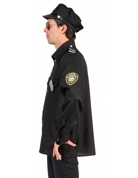 Déguisement Chemise de Policier Noir pour Homme : Incarnez l'Ordre et l'Autorité