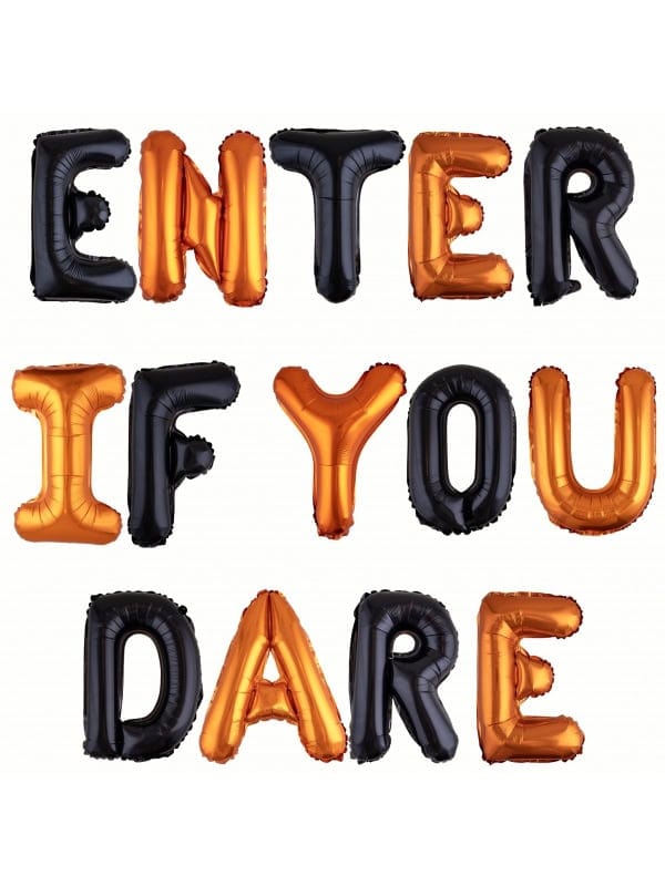 Décoration Halloween : Set de Ballons "Enter If You Dare" - Orange et Noir