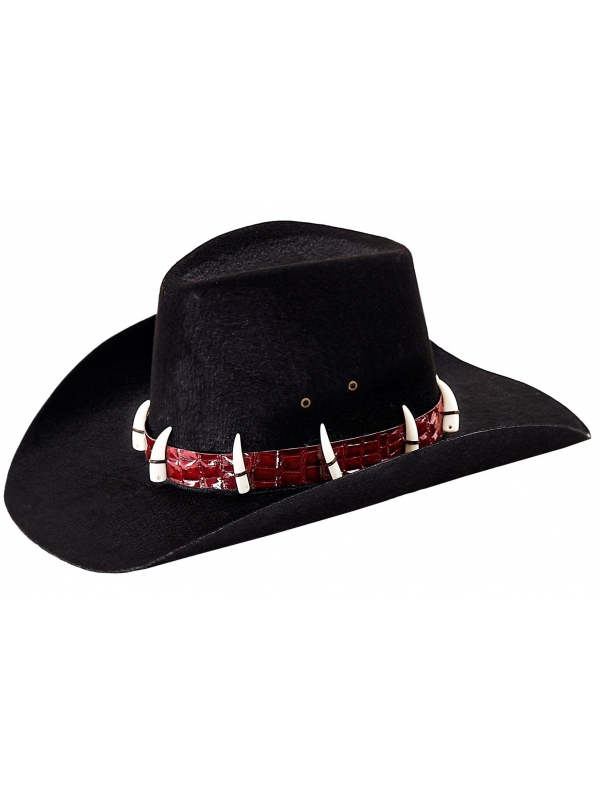 Chapeau Noir Dandy avec Dents de Crocodile, pour Adulte