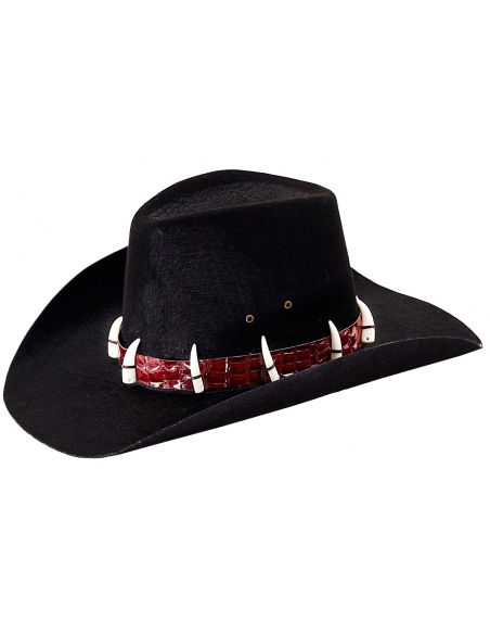 Chapeau Noir Dandy avec Dents de Crocodile, pour Adulte