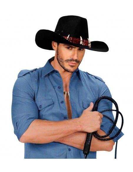Chapeau Noir Dandy avec Dents de Crocodile, pour Adulte