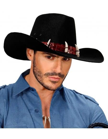 Chapeau Noir Dandy avec Dents de Crocodile, pour Adulte