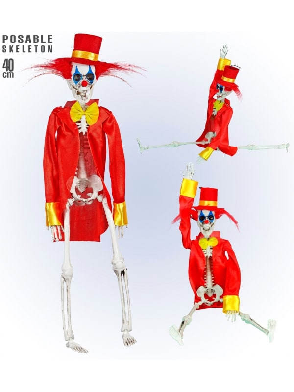 Décoration Clown Halloween : La Figurine "Squelette Clown Horreur" 40 cm
