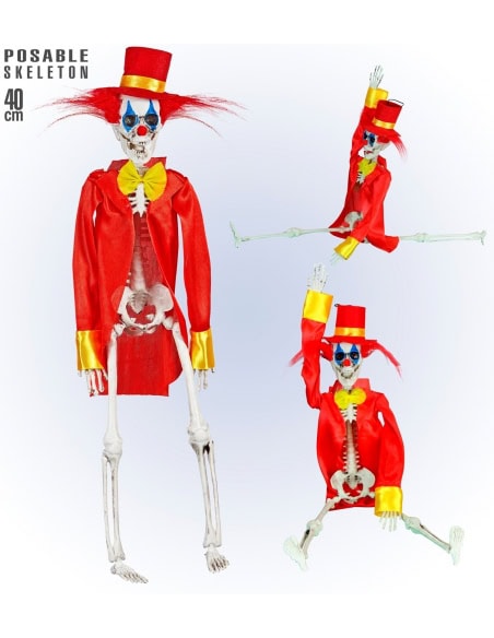 Décoration Clown Halloween : La Figurine "Squelette Clown Horreur" 40 cm