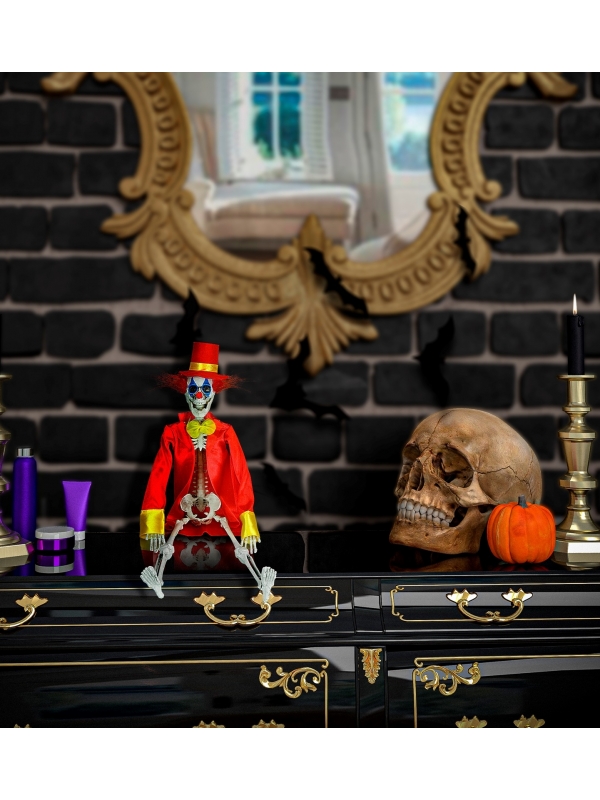 Décoration Clown Halloween : La Figurine "Squelette Clown Horreur" 40 cm
