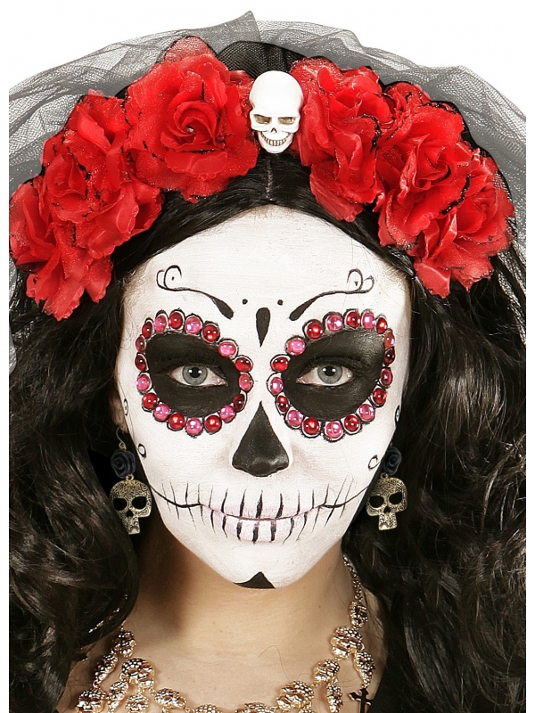 Boucles d'Oreilles Squelette et Rose Noire : Élégance Étrange pour Halloween et Dia de los Muertos