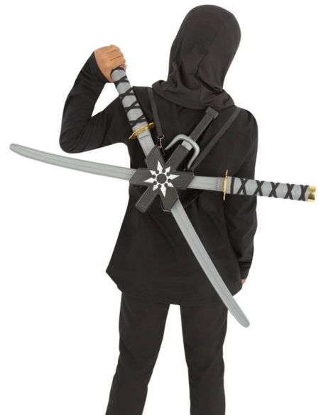 Set d'Armes Ninja Assassin - Sac à Dos et Ensemble de Six Pièces en PVC