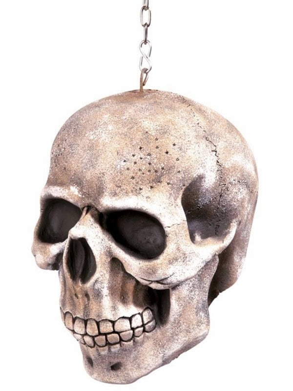 Crâne avec Chaîne à Suspendre - Décoration Effrayante pour Halloween