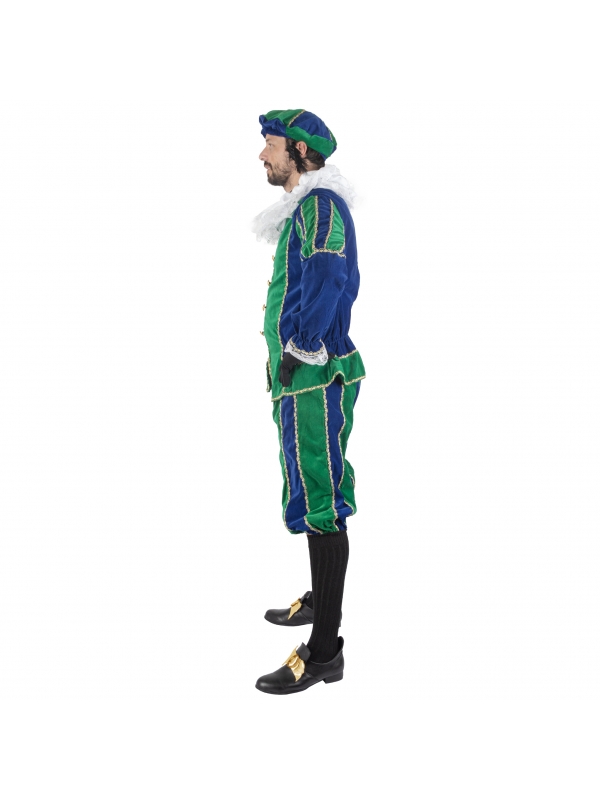 Costume Renaissance pour homme en velours vert et bleu : Élégance et confort