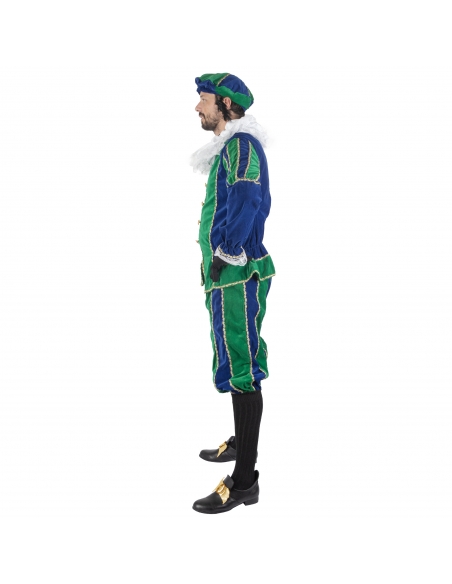 Costume Renaissance pour homme en velours vert et bleu : Élégance et confort