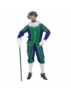 Costume Renaissance pour homme en velours vert et bleu : Élégance et confort
