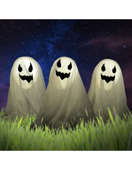 3 Fantômes Lumineux à LED : décoration halloween amusante pour les enfants