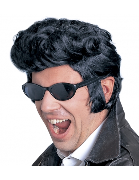 Perruque Homme Noire Rockabilly avec Pattes