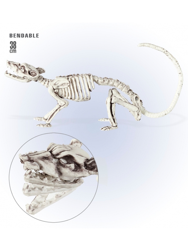 Décoration Halloween : Rat Squelette Souple de 38 cm