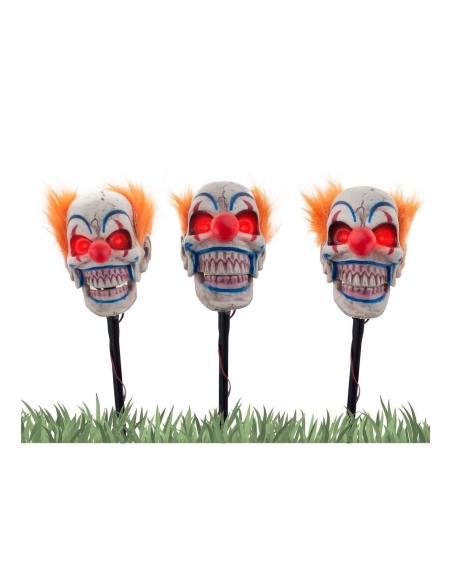 Décoration Effrayante pour Halloween : Têtes de Clown Terrifiantes pour un Jardin Hanté