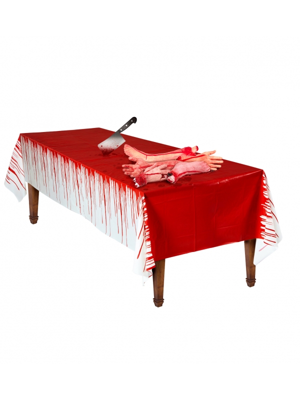Nappe Halloween Sanglante 130x260 Cm - Décoration De Fête Effrayante Pour Intérieur/extérieur