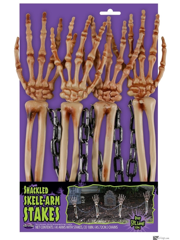 Piquets de Bras Squelettiques Enchaînés : Décoration Effrayante pour Halloween