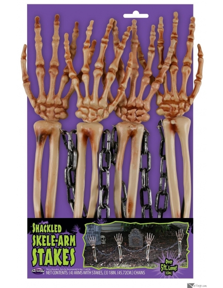 Piquets de Bras Squelettiques Enchaînés : Décoration Effrayante pour Halloween