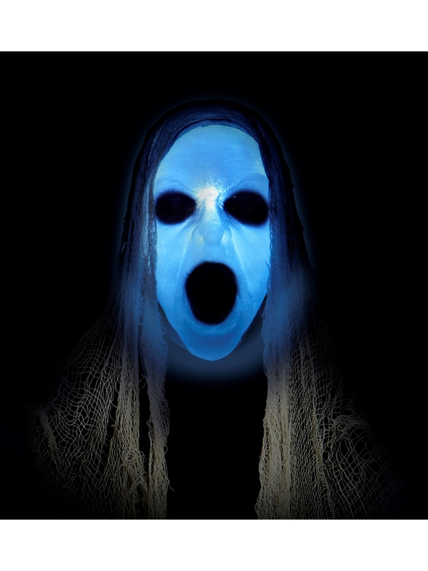 Décoration d'Halloween Effrayante : Faucheur 153 cm avec Tête et Mains Lumineuses