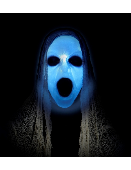 Décoration d'Halloween Effrayante : Faucheur 153 cm avec Tête et Mains Lumineuses
