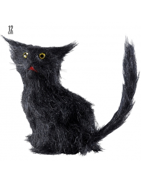 Chat Noir Mystérieux 21cm : Décoration Halloween