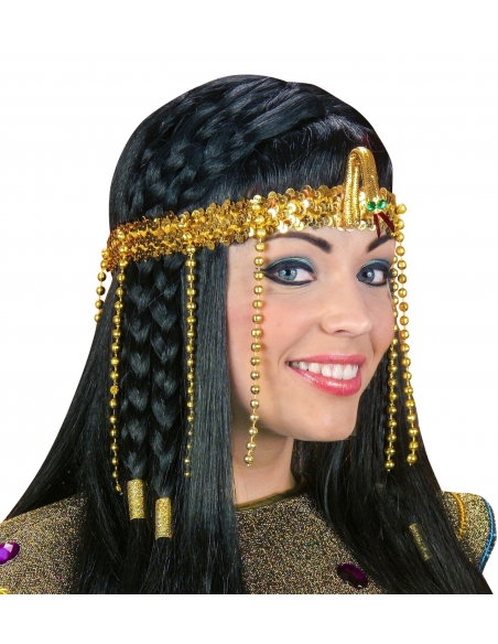 Coiffe Égyptienne à sequins Dorés pour Femme