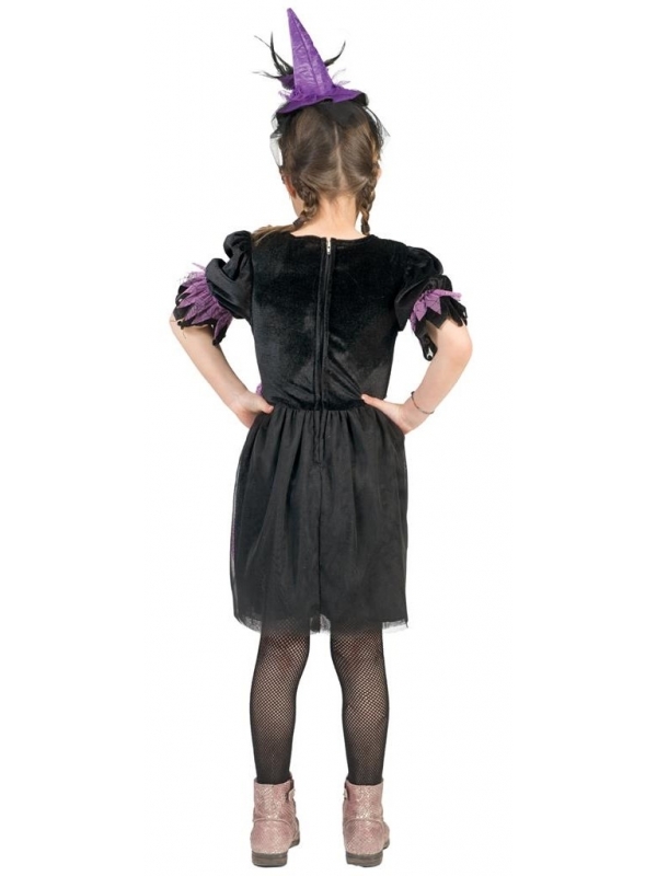 Déguisement Sorcière d'Halloween pour Fillette : L'Élégance Noire et Violette