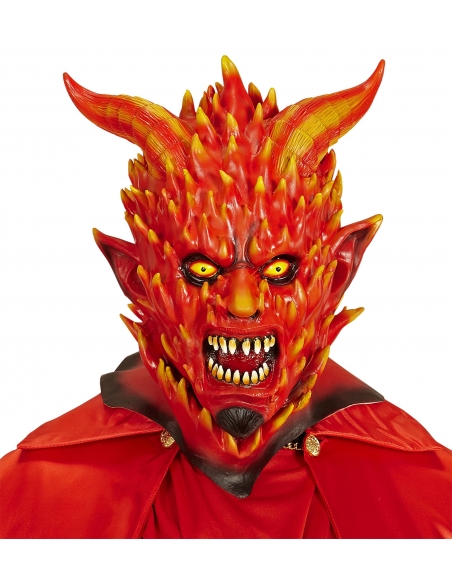 Masque Intégral en Latex de Démon en Flammes