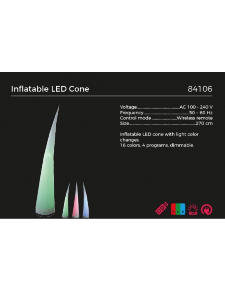 Pyramide Gonflable Décorative avec LED et Télécommande (2.7m)