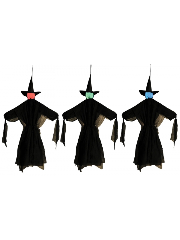 Trio de sorcières suspendues à couleurs changeantes Halloween