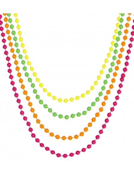 Ensemble de 4 Colliers de Perles Néon, Années 80.