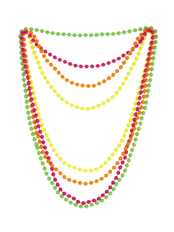 Ensemble de 4 Colliers de Perles Néon, Années 80.