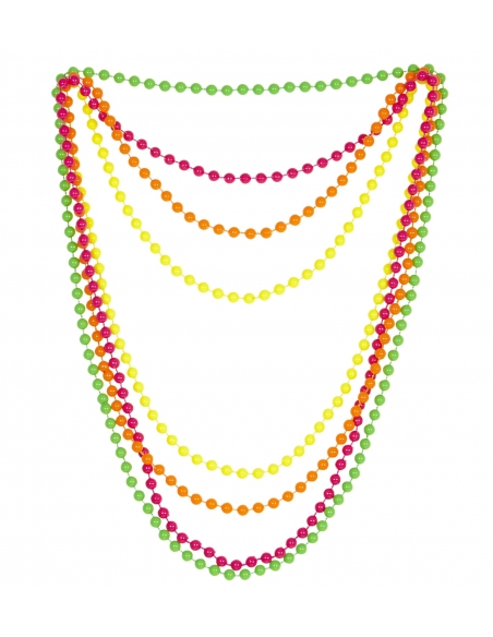 Ensemble de 4 Colliers de Perles Néon, Années 80.