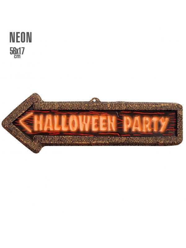 Panneau de direction Halloween Party fluo
