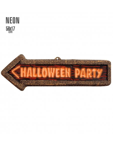 Panneau de direction Halloween Party fluo